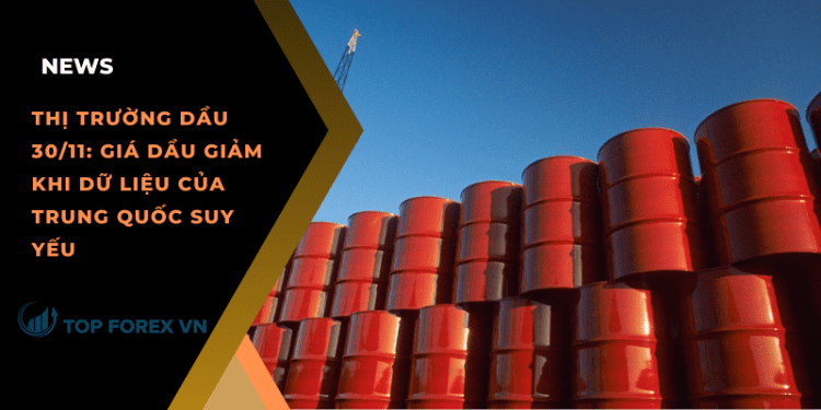 Giá dầu giảm khi dữ liệu của Trung Quốc suy yếu