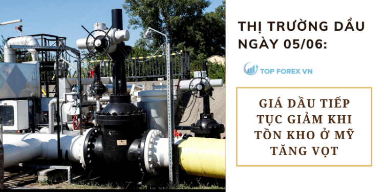 Giá dầu tiếp tục giảm khi tồn kho ở Mỹ tăng vọt
