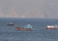 Ships and tankers in the Strait of Hormuz off the coast of Musandam